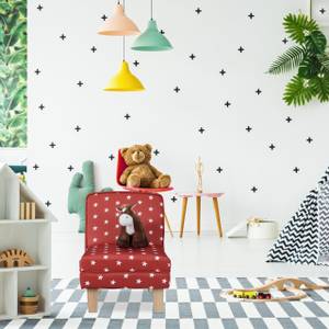 Kindersessel mit Sternen Braun - Rot - Weiß - Holzwerkstoff - Kunststoff - Textil - 45 x 60 x 52 cm