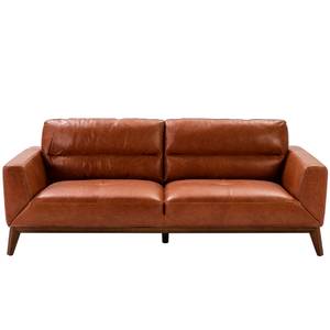 3-Sitzer-Sofa aus Büffel-Rindsleder Braun - Echtleder - Textil - 216 x 86 x 96 cm