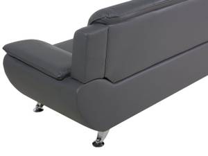 3-Sitzer Sofa LEIRA Grau - Silber - Kunstleder - 201 x 88 x 86 cm