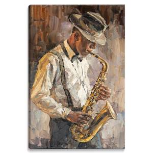 Image SAXOPHONISTE Peinture Style Rétro 60 x 90 x 90 cm