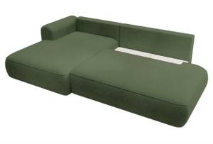 Ecksofa mit Schlaffunktion FOGGI Salbei - Armlehne davorstehend links - Ecke davorstehend links - Ottomane davorstehend links