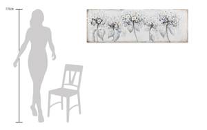 Tableau peint Délicat dans le vent Blanc - Bois massif - Textile - 150 x 50 x 4 cm