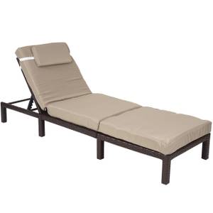 Poly-Rattan Sonnenliege A51 Premium Braun - Cremeweiß