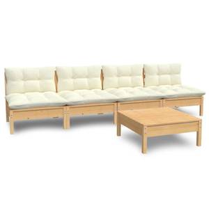 5-tlg. Garten-Lounge-Set mit Creme Creme