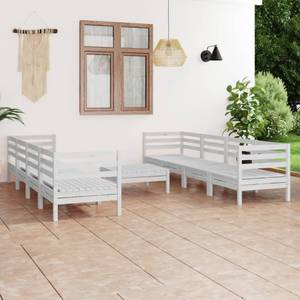 Salon de jardin Blanc - Bois massif - Bois/Imitation - 64 x 29 x 64 cm