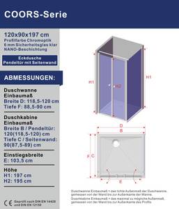 AQUALAVOS Nano Eckdusche Pendeltür 120 x 90 cm