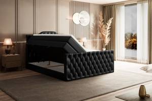 Boxspringbett VILA-1-Z KING Hochglanz Schwarz - Breite: 160 cm