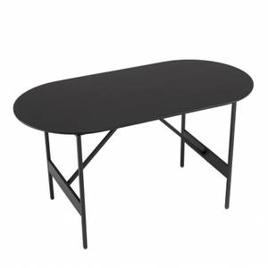 Table basse ovale noire 70x35cm Noir - Métal - 35 x 37 x 70 cm