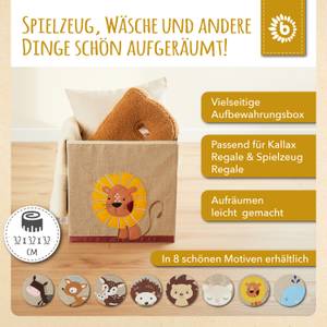 Aufbewahrungsbox Löwe Beige - Textil - 33 x 33 x 33 cm