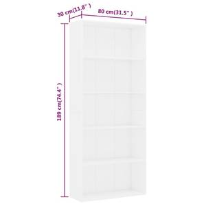 Bücherregal 3016488-4 Weiß - 80 x 189 cm