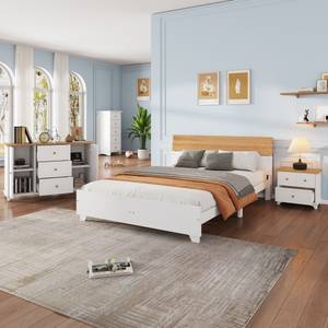 Schlafzimmer-Set LucyWoody Ⅱ (3er Set) Weiß - Holzwerkstoff - Massivholz - Holzart/Dekor - 172 x 82 x 217 cm