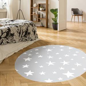 Gezeichnete Sterne im Grauen Himmel Runder Vinyl-Teppich - Gezeichnete große Sterne im Grauen Himmel - 160 x 160 cm