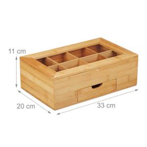 Teebox Bambus mit Schublade Braun - Bambus - Kunststoff - 33 x 11 x 20 cm