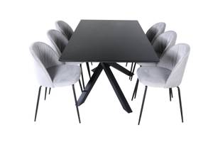 Essgruppe Piazza 40 (7-teilig) Grau - Massivholz - 90 x 76 x 190 cm