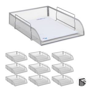 10 x Dokumentenablage stapelbar silber Silber - Metall - 26 x 9 x 34 cm