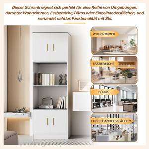 Standvitrine DianaZoom Ⅴ Weiß - Holzwerkstoff - Metall - 60 x 180 x 40 cm