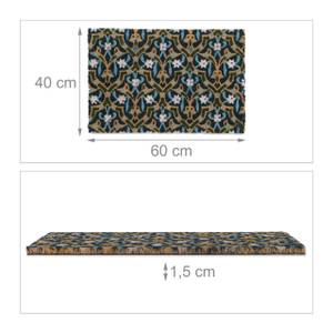 Kokos Fußmatte mit orientalischem Muster Blau - Braun - Weiß - Naturfaser - Kunststoff - 60 x 2 x 40 cm