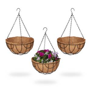 Suspension pour plantes en lot de 3 Noir - Marron - Métal - Fibres naturelles - 31 x 50 x 31 cm