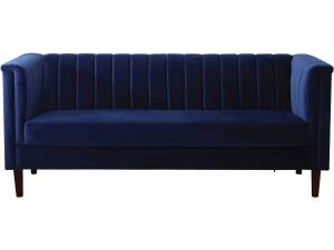 Sofa aus dunkelblauem Samt "Ellison" - 1 Blau - Textil - 76 x 82 x 196 cm