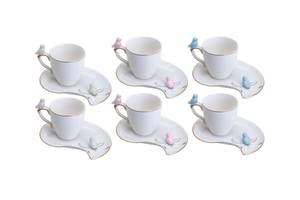 Set 6 de Pretty Little Birds Blanc - Porcelaine - 5 x 5 x 12 cm
