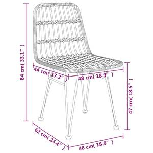 Garten Essgruppe 3029195-2 (5-teilig) Braun - Metall - Polyrattan - 80 x 74 x 80 cm