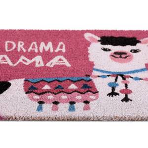 Tapis lama Noir - Rose foncé - Blanc - Fibres naturelles - Matière plastique - 60 x 2 x 40 cm