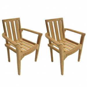 Lot de 2 fauteuils de jardin en teck Marron - Bois massif - Bois/Imitation - 62 x 92 x 60 cm