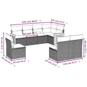 Gartensitzgruppe K6160(8-tlg) Schwarz - Massivholz - 69 x 62 x 55 cm