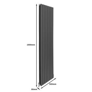 Flachheizkörper Grau - Metall - 56 x 180 x 6 cm