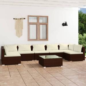 Garten-Lounge-Set (8-teilig) 3013633-4 Braun - Weiß - Metall - Polyrattan - 70 x 60 x 70 cm