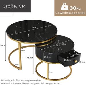 Couchtisch MARBEve Ⅱ (2er Set) Schwarz