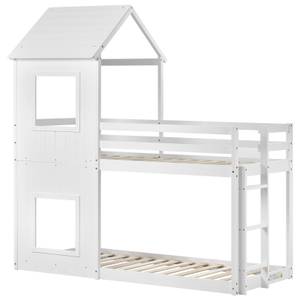 Kinder Etagenbett FZLT89 Weiß - Massivholz - 97 x 209 x 216 cm