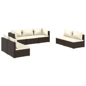 Garten-Lounge-Set (7-teilig) 3013635-3 Braun - Weiß - Metall - Polyrattan - 70 x 60 x 70 cm