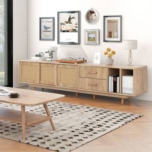 Rattan-TV-Ständer Bohème-Stil Ⅰ Braun - Holzwerkstoff - Holz teilmassiv - 40 x 52 x 190 cm