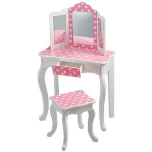 Gisele KinderSchminktisch mit Hocker Pink - Weiß - Holzwerkstoff - Massivholz - 30 x 100 x 60 cm