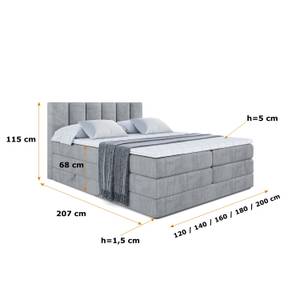 Boxspringbett BOXI1 KING Hellgrau - Breite: 180 cm