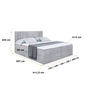 Boxspringbett IDRIKO Grau - Breite: 160 cm - H3