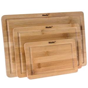 Bambus Holz Schneidebrett 3er Set Beige - Braun - Bambus - 26 x 2 x 38 cm