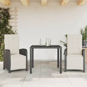 Bistro-Set-k344 ( 3-tlg ) Schwarz - Cremeweiß