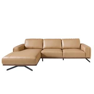 Ecksofa links 6161 Beige - Echtleder - Textil - 333 x 81 x 168 cm