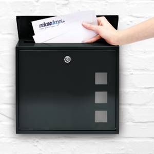 Briefkasten Metall 3 Fenster Farbauswahl Schwarz - Silber