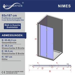 Faltbar Duschabtrennung Walk in Dusche Breite: 85 cm