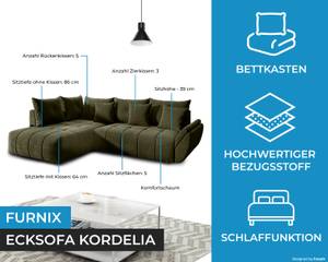 Ecksofa Kordelia Dunkelgrün