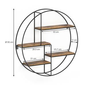 Wandregal Fyrk Antikholz/Schwarz rund 55 x 55 cm