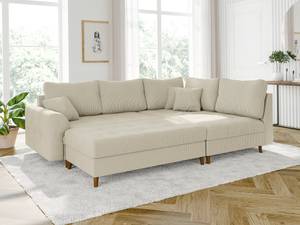 Ecksofa und Hocker Neo, Cord-Stoff Beige