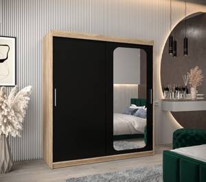 Armoire à portes coulissantes promo t2 Noir - Imitation chêne de Sonoma - Largeur : 180 cm - 2 porte