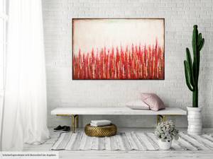Acrylbild handgemalt Wärmendes Knistern Beige - Rot - Massivholz - Textil - 150 x 100 x 4 cm