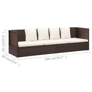 Gartenbett 3006097 Braun - Kunststoff - Polyrattan - 60 x 58 x 200 cm