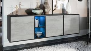 Sideboard Cuba mit Beleuchtung Schwarz - Beton Dekor