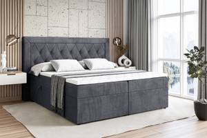 Boxspringbett NOEL Schiefergrau - Breite: 160 cm - H3